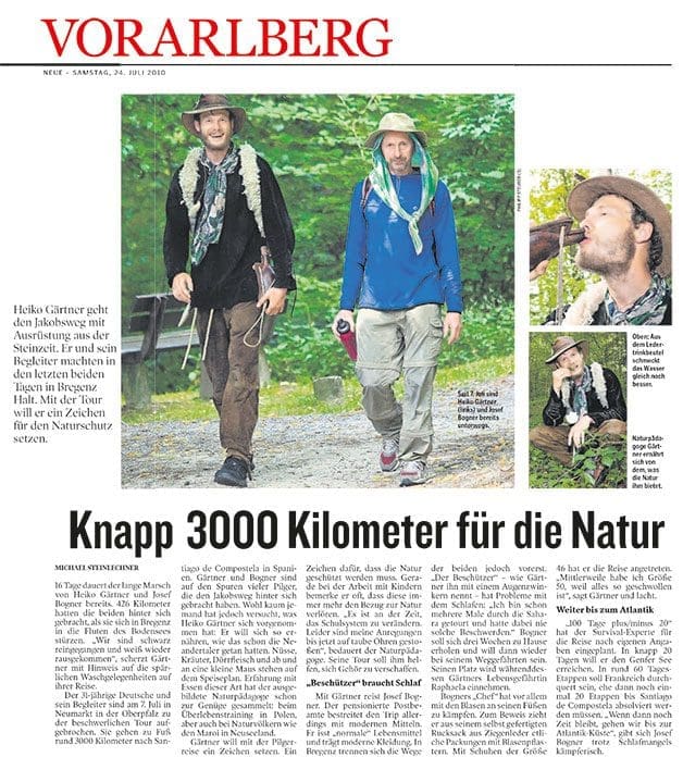 3000 Kilometer zu Fuß: Vorarlberger Nachrichten - 2010-07-24