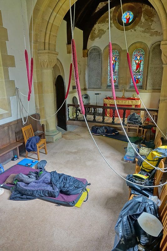 campen in der kirche
