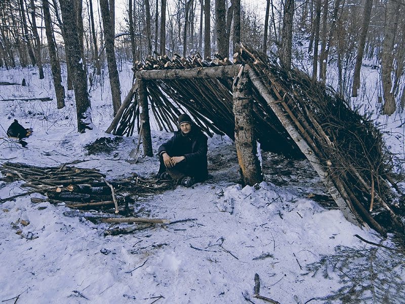 Das Winter Survival "Überleben in der Wildnis" im Lean To
