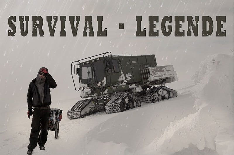 Survival Legende Heiko Gärtner mit Schneemobil