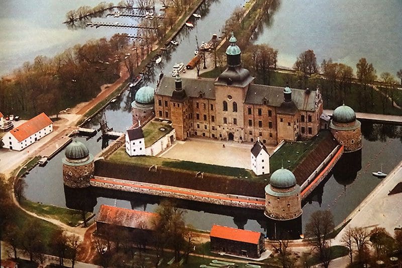 Das Schloss von Vadstena aus der Vogelperspektive.