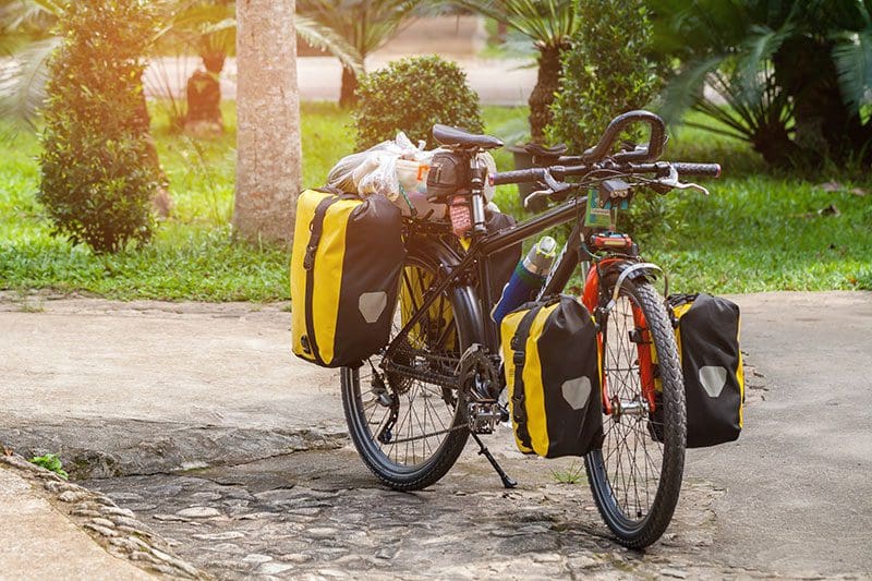 Weltreise Fahrradfahrer Gepäck