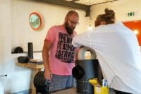 Im Brennraum wird ein Schwammkeramik von Jim eingesetzt