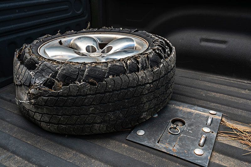 Solche Reifenplatzer beim Expeditionsmobil Reifen lassen sich weitgehend vermeiden, wenn man vor dem Kauf richtig kalkuliert. 