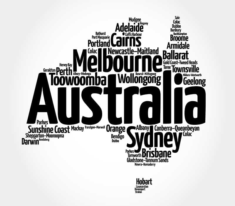 Australien Karte mit Städten