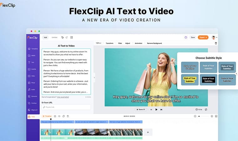 Flexclip KI Text to Video Programm